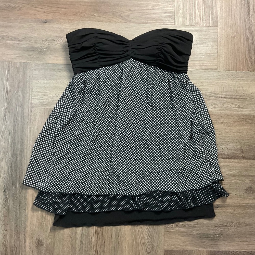 Vintage Y2K XOXO Limited Edition Polka Dot Babydoll Top Womens 11 Black White